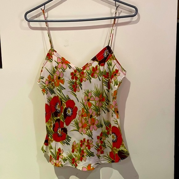 J. Crew Tops - J Crew Floral Print Silk V-neck Cami Sleeveless Tank Top, Size M